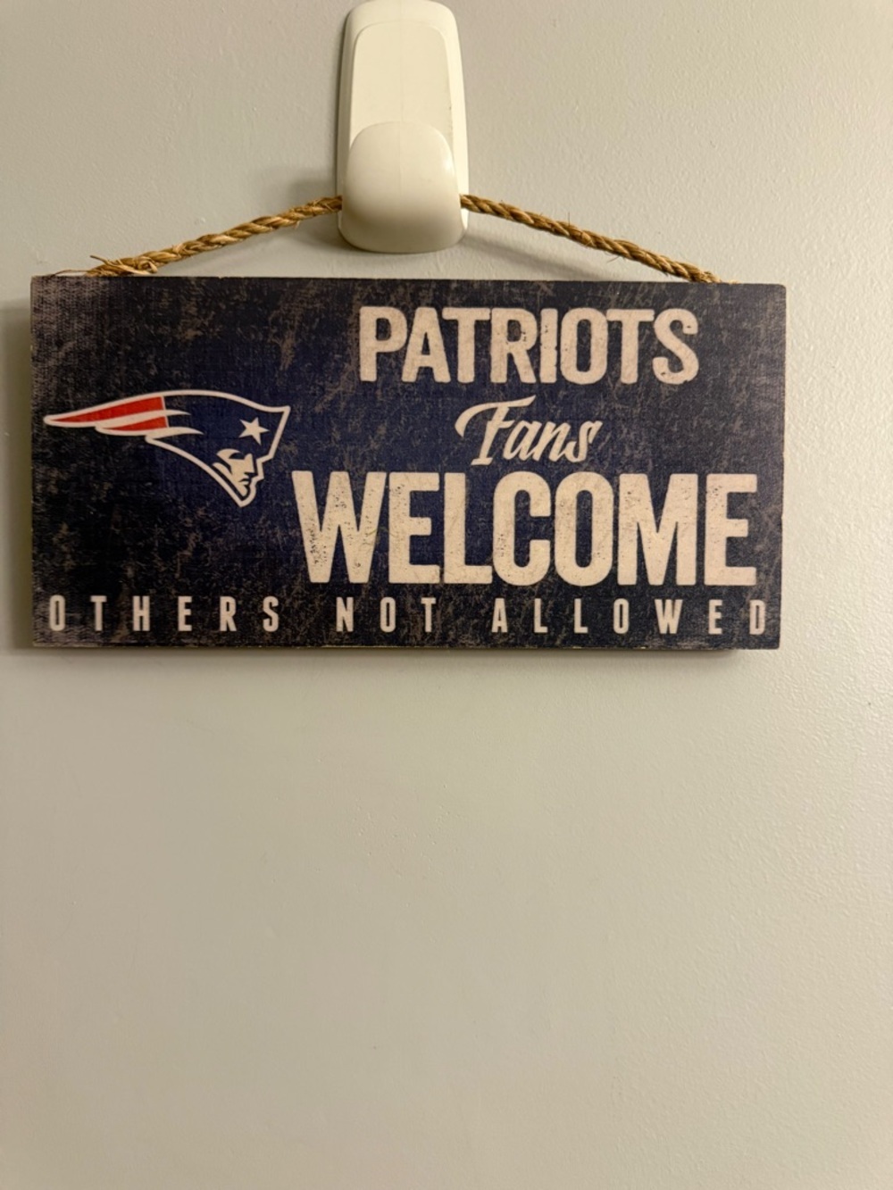New England Patriots Fans Welcome Wooden Wall Sign NFL Decor Man Cave
